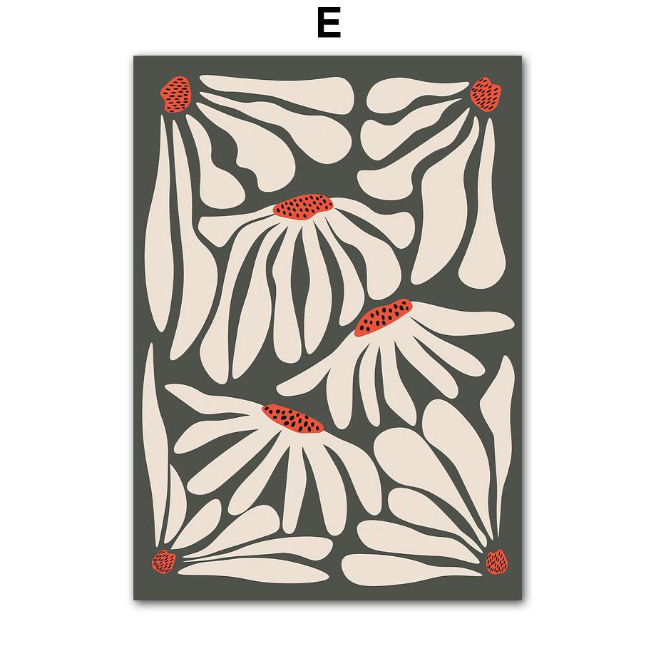 Абстрактний Квітковий Ринок Троянда Ромашка Ваза Листок Настінне Мистецтво Картина на Полотні Вінтажні Плакати та Принти Картинки Вітальня Домашній Декор