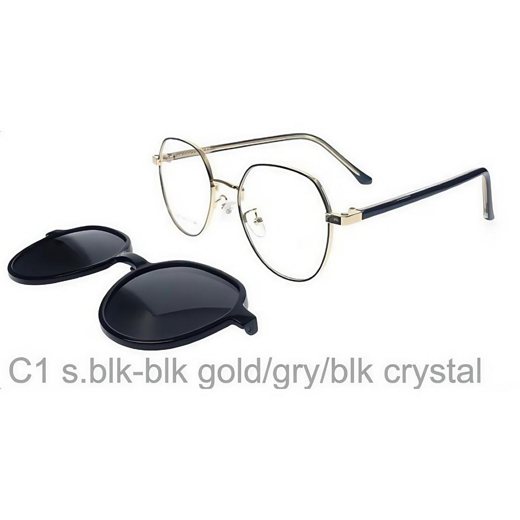 8305 High-End Polarized Magnetic Clip-on Sunglasses with Metal Round Frame and Acetate Temples.