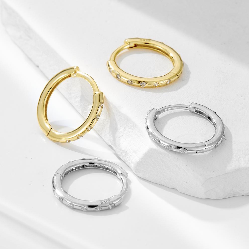 Peishang Jewelry 925 Sterling Silver 14K Gold Plated Mini Series Small Cz Zircon Sample Hoop Huggies Earrings