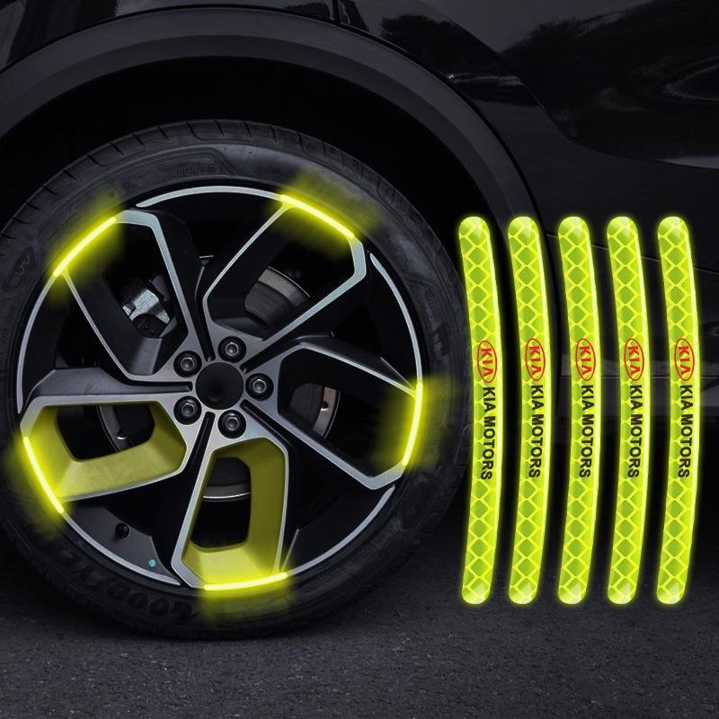 Car Wheel Hub Reflective Stickers Tire Rim Luminous Car Styling For Kia Sauer CUB CEED Cerato Forte K8 K900 Optima Picanto RIO VG Ray EV Venga