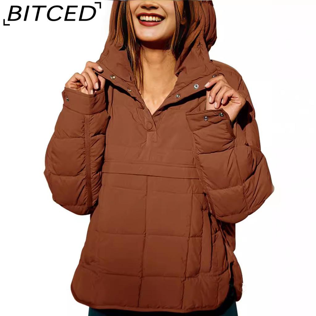 BITCED Women's Warm Cotton Coat with Zip-Up Cardigan