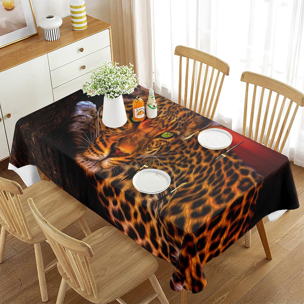 Leopard Rectangular Tablecloth African Safari Animals Tablecloth Home Decor for Outdoor Travel Picnic Mat Kitchen Dining Room
