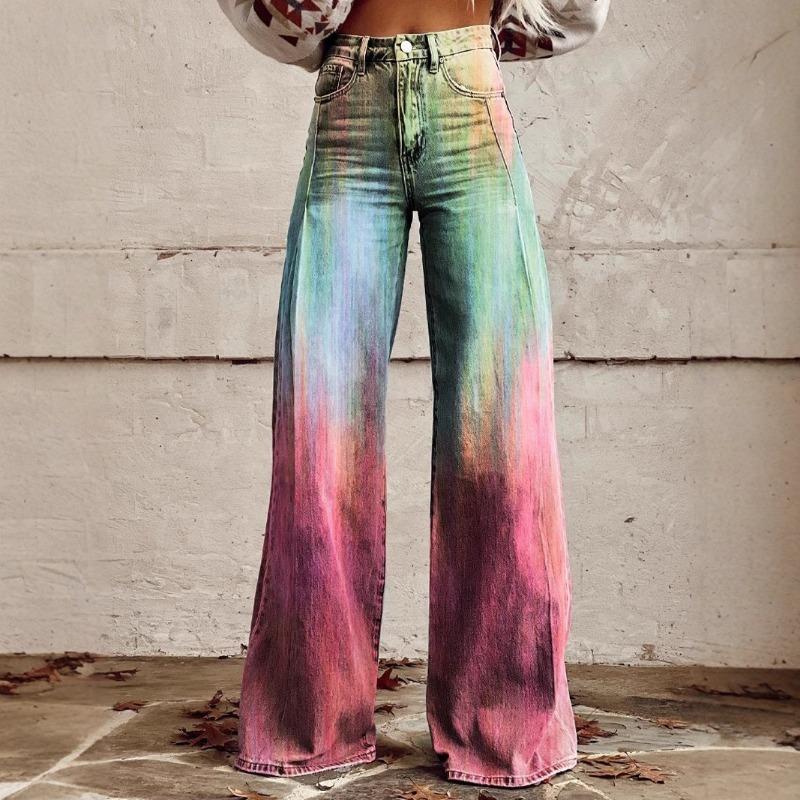 Pantaloni da Donna Stampati Casual Gamba Larga Pantaloni di Tendenza