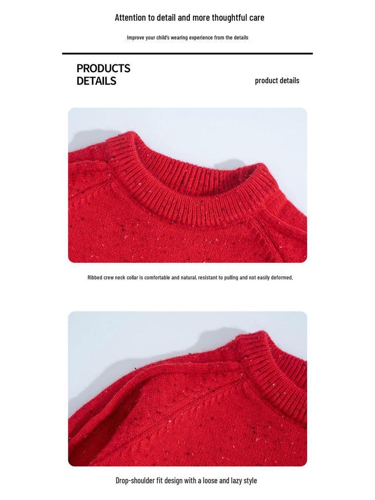 Boys' Non-Pilling Warm Knit Sweater, Korean Style, Long-Sleeved, Autumn/Winter 2025