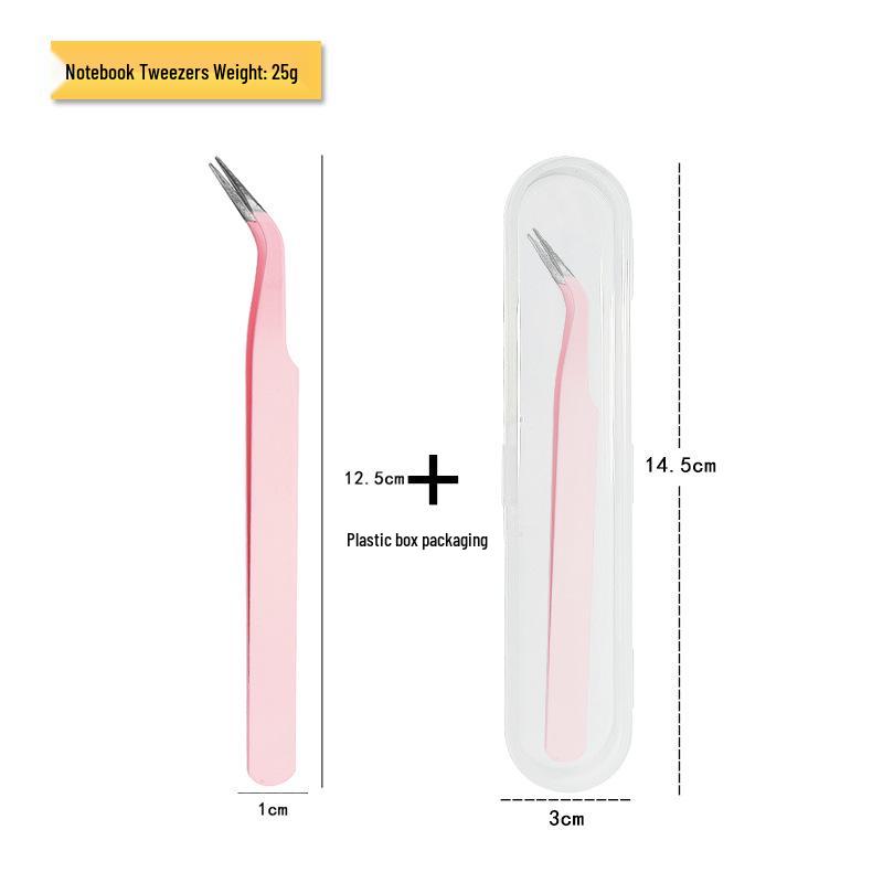 Stainless Steel Eyelash Tweezers: Thickened Journal Clips, Pointed Curved Tip for Nail Art, In Stock