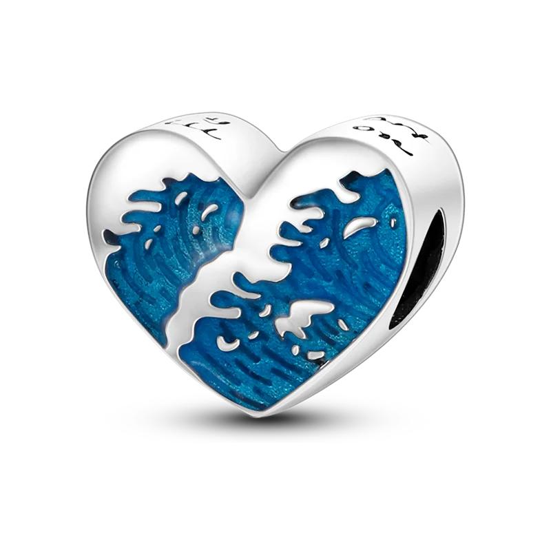

Charm Bead Components Plata Summer Marine Elements Sea Wave Heart Bead Components Compatible With Authentic Original Bracelets Charm Bead Components