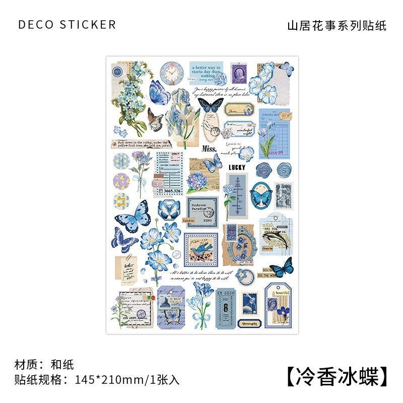 Vintage Butterfly Floral Washi Paper Stickers For Hand Account Scrapbooking Decoration