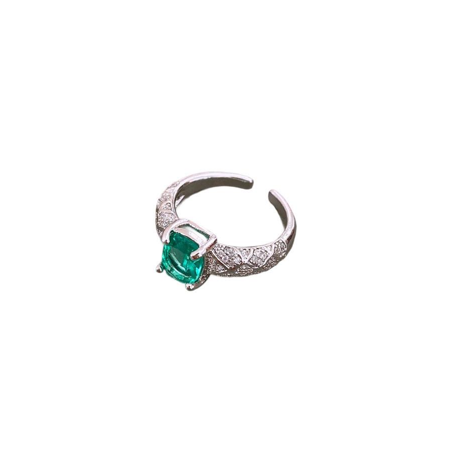 Modern Geometric Zircon Open Ring For Women Stylish Office Jewelry StyleB