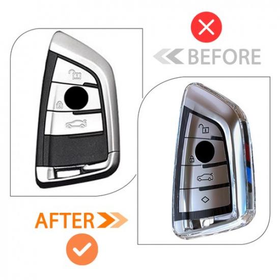 NEW Transparent Key Case Bag Shell Fob Holder For BMW 1 2 5 6 7 Series X1 X3 X4