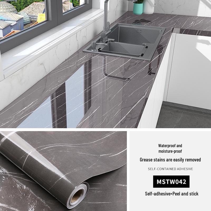 Waterproof, Oil-Proof Marble Self-Adhesive Wallpaper for Bathroom, Kitchen, Living Room, and Toilet Renovation.