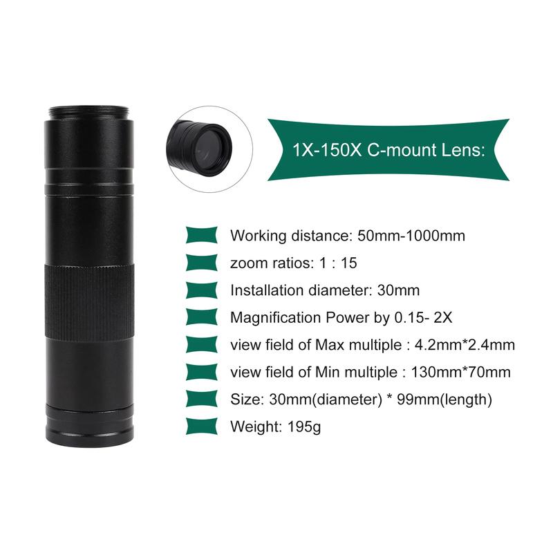 YIZHAN 150X Zoom Lens Electron Video Microscope 4K 49MP UHD Microscope Camera HDMI Type-C 1080P 60FPS Industrial Welding Tools