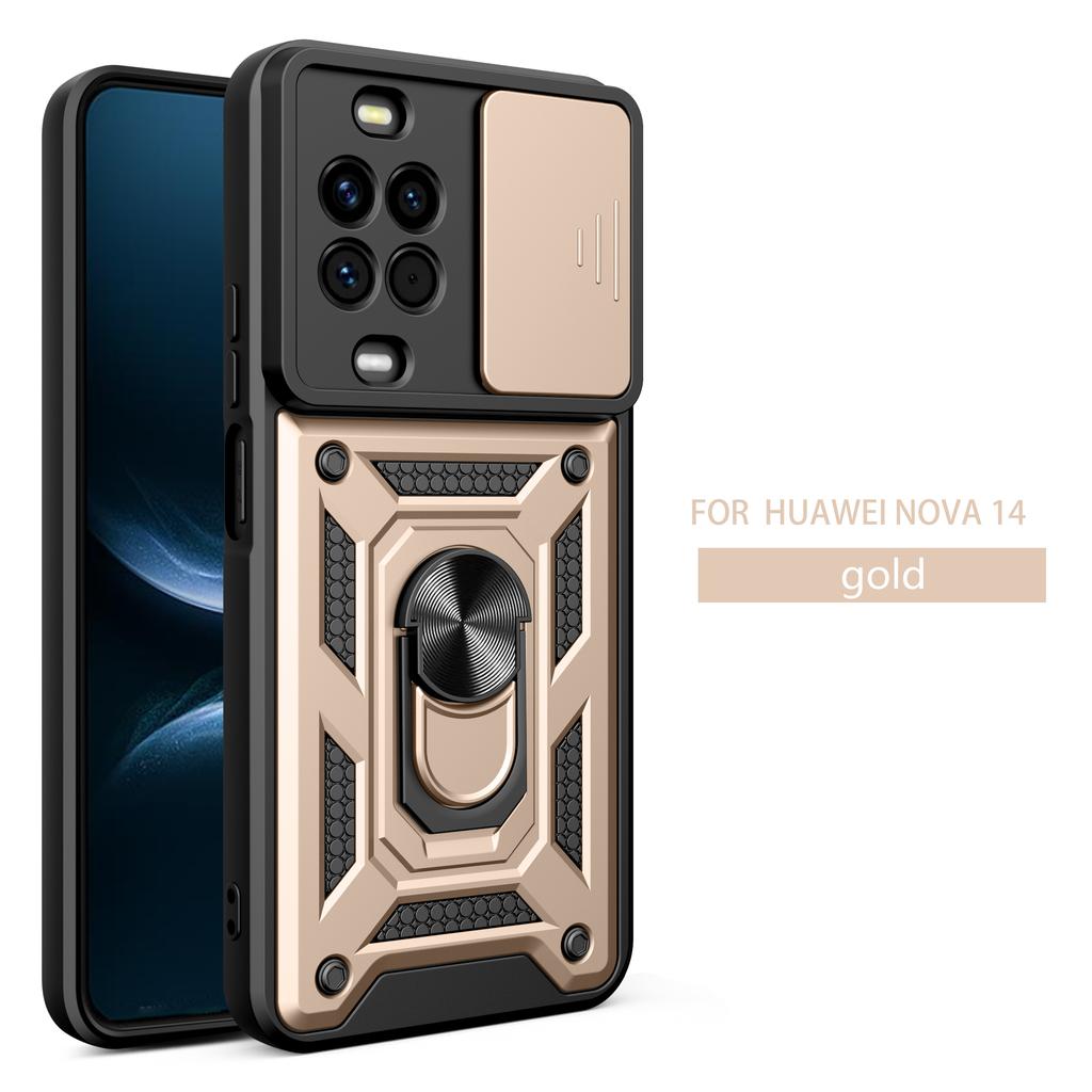 For Huawei nova 14 Pro Case Huawei nova 14 Cover Nova14pro Magnetic Ring Holder Armor Phone Case Slide Camera Protect Back Cover