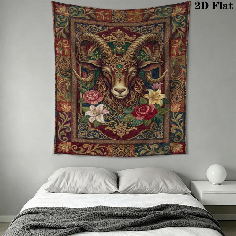 Goat Demon Wall Tapestry Aesthetic Wall Hanging Printed Fabric Blanket Decorative Tapestries for Bedroom Living Room Home Decor