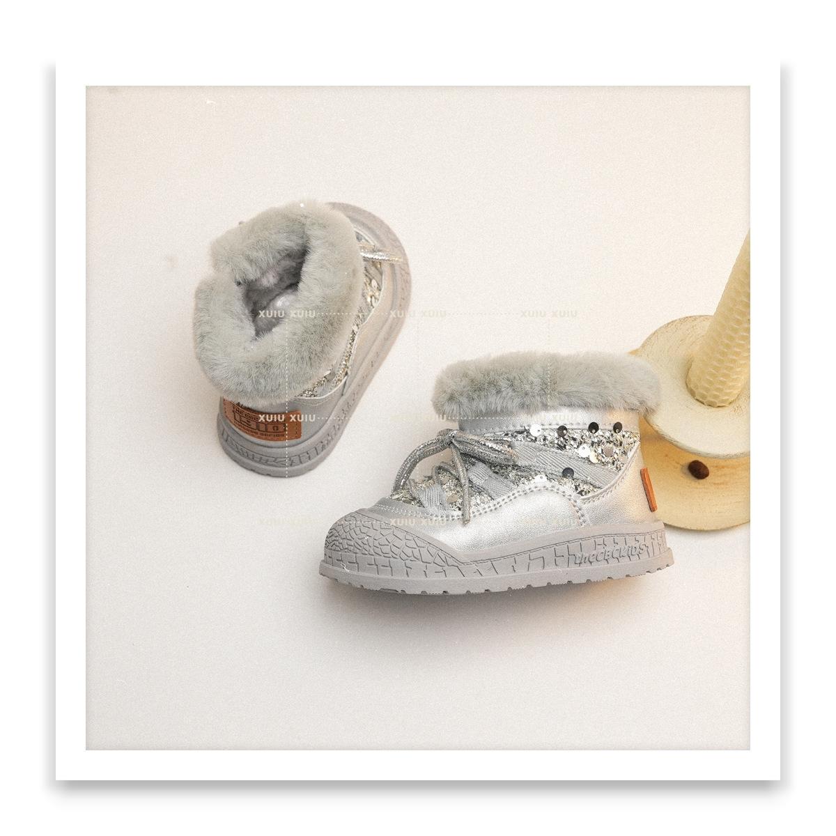 

XSHX Shining Infinite Princess Snow Boots Side Zipper Middle Help Steady Toddler Shoes Baotou [Wenzhou Shoes] 19