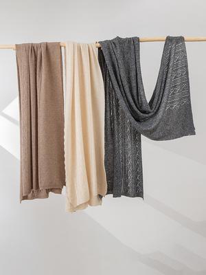 Hollow Out Knitting Technology Scarf 100% Cashmere Women Openwork Shawl Wrap Casual Soft Warm Cashmere Wraps Cappa Cozy