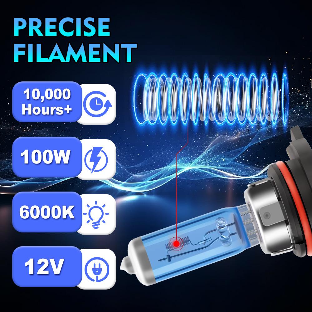 2Pcs Car HB3 Halogen Bulbs 9005 9006 HB4 Headlight Fog Light Bulb Lamp Light 6000K White Auto Turbo Mini Headlights 100W Bulbs 7
