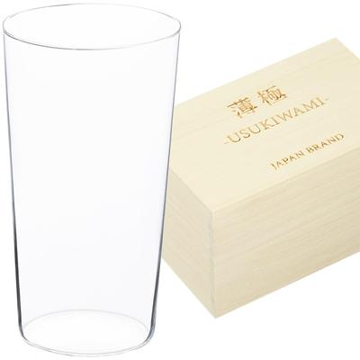 SEIDO Highball Beer Dishwasher Made In Comes with Paulownia Wood 400ml Thin-rimmed Glass, Ultra-thin, Glass, Glass, Tumbler, Shatterproof, Safe,