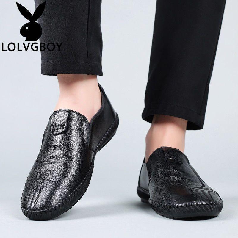 New casual leather shoes men's soft-soled soft-faced leather lazy shoes one-pedal driving leather shoes