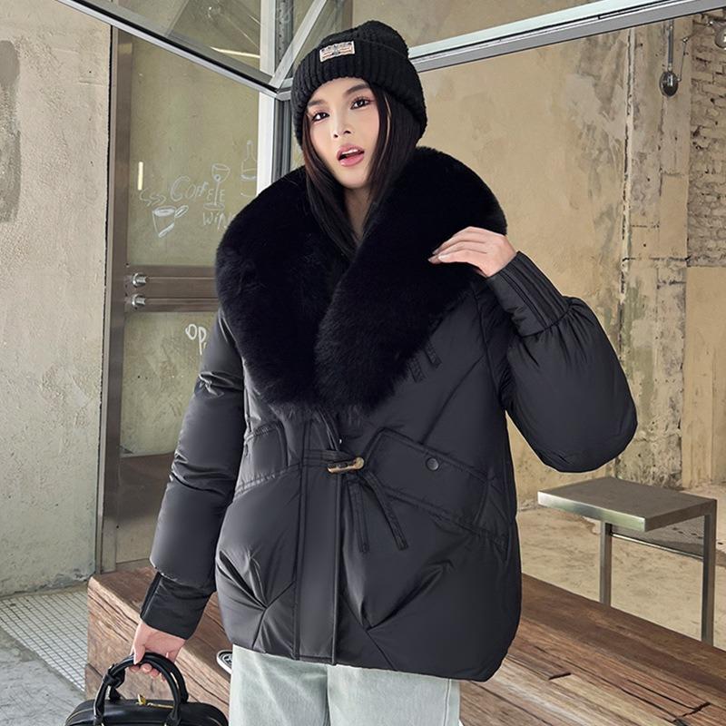 Winter New Cotton-padded Clothes Women's Short Loose Cotton-padded Clothes Women's Oversized Fur Collar Thickened Cotton-padded Jacket