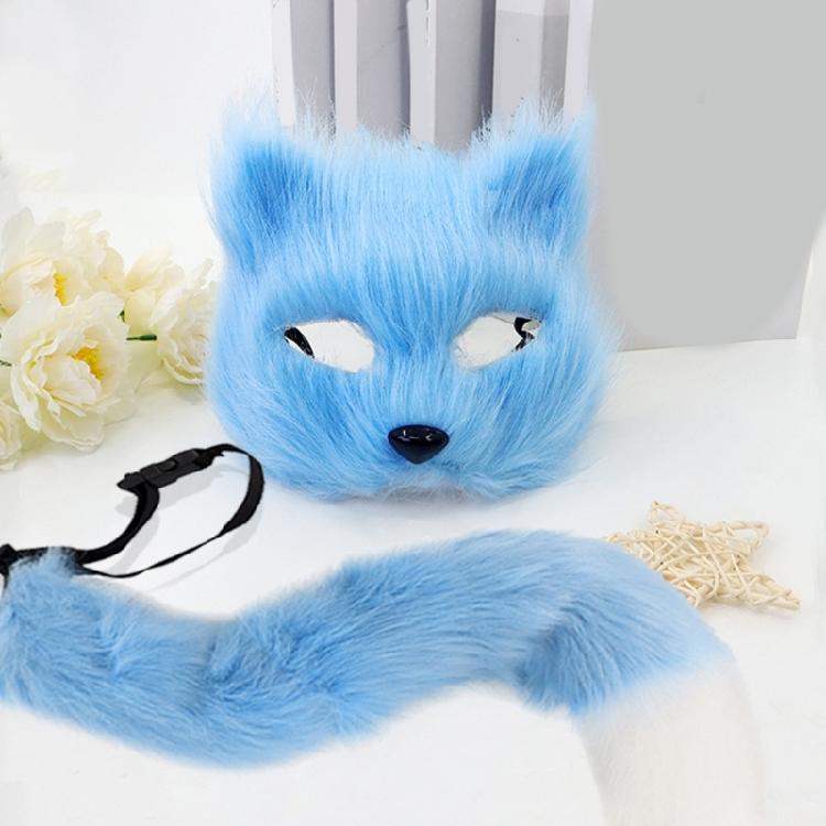 Cats Half Face Mask Foxes Mask Foxes Tail Animal Fancy Costume Animal Foxes Costumes Accessories for Halloween Cosplay