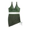 Bikini Solid Color European And American Sexy Mesh Splicing Drawstring Split Women'S Swimsuit
