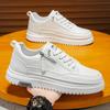 Men's Slip-On Sports Shoes Soft Bottom Casual All-Match Side Zipper Fashionable White Sneakers Spring Season Ultra-Leather
