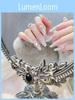 New Handmade Almond-shaped Cat Eye Nail Art With Sparkling Rhinestones Removable Fake Nail Stickers