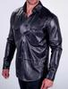Handmade Stylish BLACK Real Lambskin Casual Biker Motorcycle Men's Leather Shirt