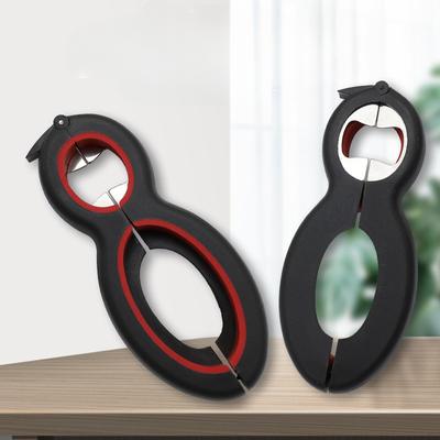 1PC Stainless Steel Can Opener, Lid Opener, Creative Six-in-one Gourd-shaped 8-character Multi-functional Bottle Opener, Cap Screwdriver Tool