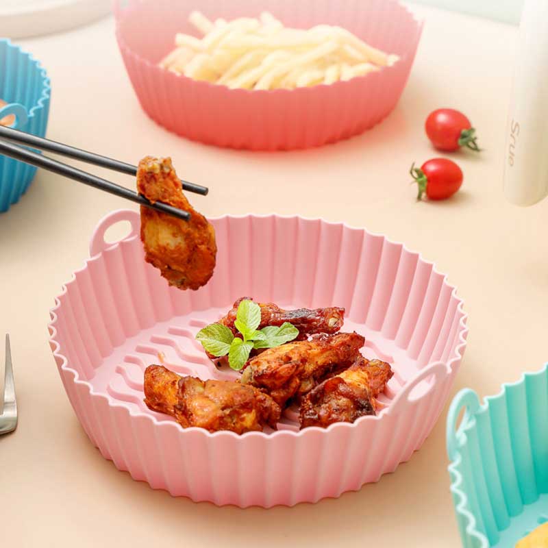 1Pc Black/Pink/Gray Air Fryer Silicone Dish for Air Fryer Oil Absorption And Stain Prevention Kitchen Supplies