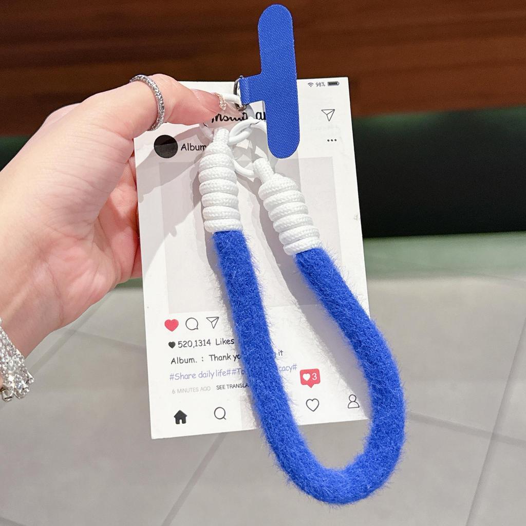 Colorful Plush Mobile Phone Wrist Lanyard with Single Buckle and Anti-Drop Feature