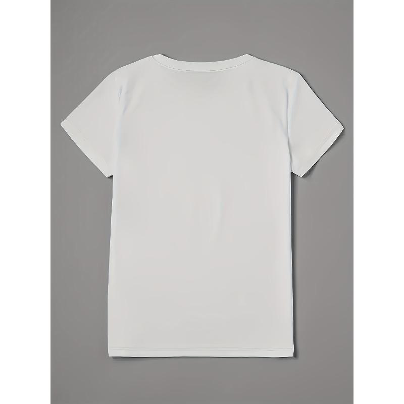 European Size Women'S Butterfly Love Print T-Shirt - Vibrant Colorful Design, Casual Round Neck Short Sleeve Top for Spring & Summer,