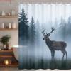 Lush Tropical Rainforest Stream with Giant Monstera Leaves Waterproof Shower Curtain for Bathroom Decor