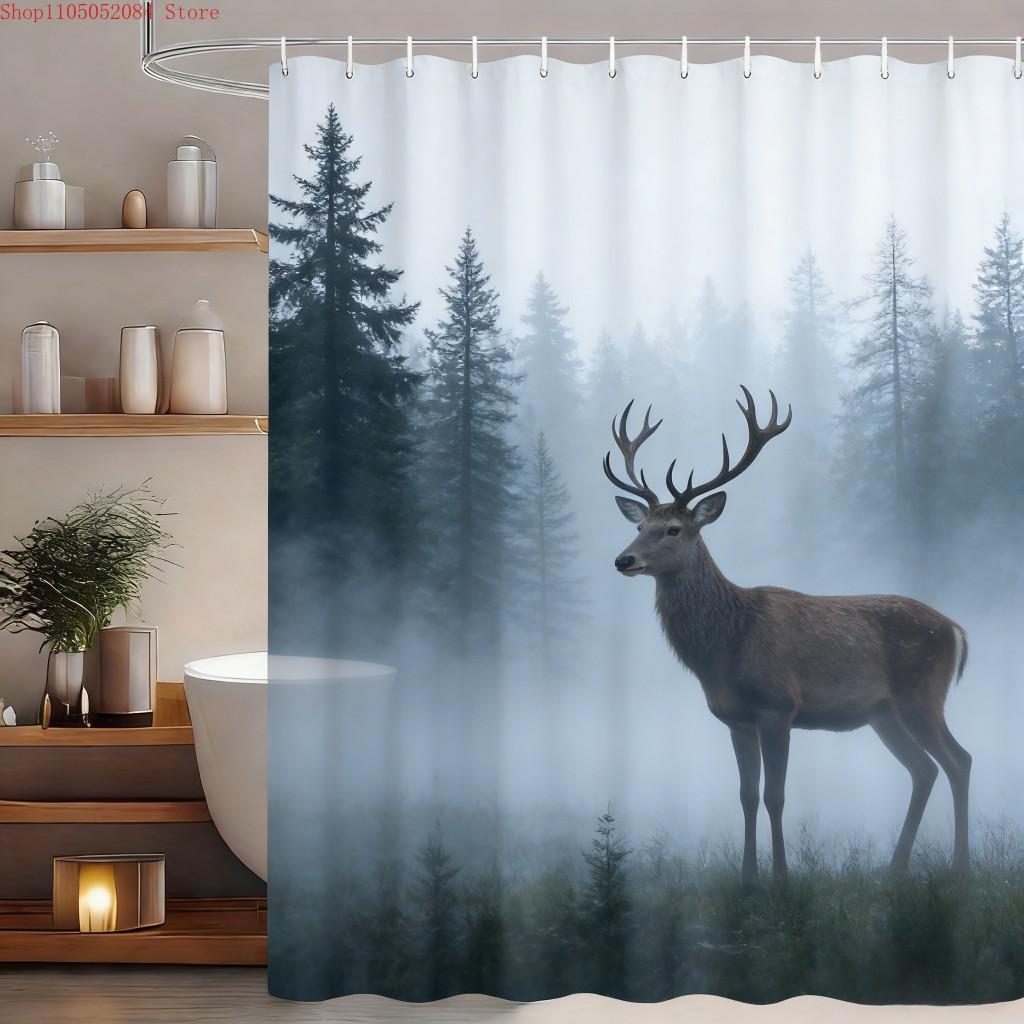 Lush Tropical Rainforest Stream with Giant Monstera Leaves Waterproof Shower Curtain for Bathroom Decor