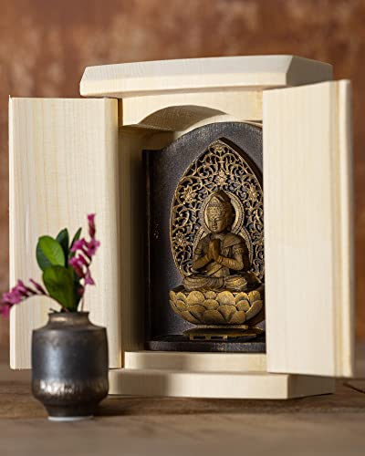 Zeku Bodhisattva, a Buddhist Statue In a Shrine (with an Antique Gold Finish) - Prayer At Kongo Sammai-in Temple, Mount Koya - Amulet and Guardian of