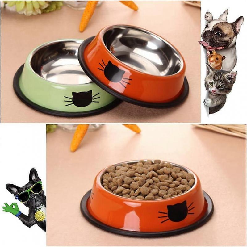 Pieces Cat Bowl, Stainless Steel Non-Slip Cat Food Bowls with Rubber Base, Pet Bowl, Cat Water Bowls for Puppies Hamsters Rabbits Small Animals (3)