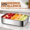Clear Lid Food Storage Trays 304 Stainless Steel Containers with Lids Leakproof Meal Prep Boxes Leak Proof Bowls Dishwasher Safe Stackable