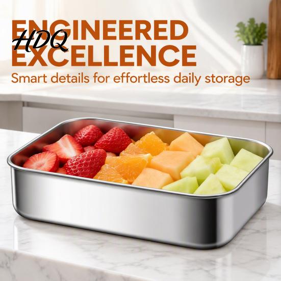 Clear Lid Food Storage Trays 304 Stainless Steel Containers with Lids Leakproof Meal Prep Boxes Leak Proof Bowls Dishwasher Safe Stackable