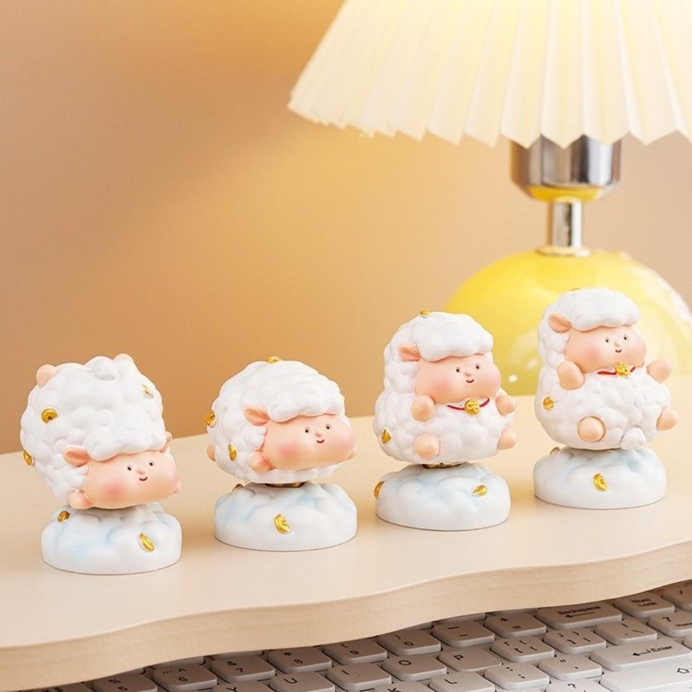 Cartoon Rotating Sheep Figurine Resin Lamb Ornament Creative Fidget Toy  Office