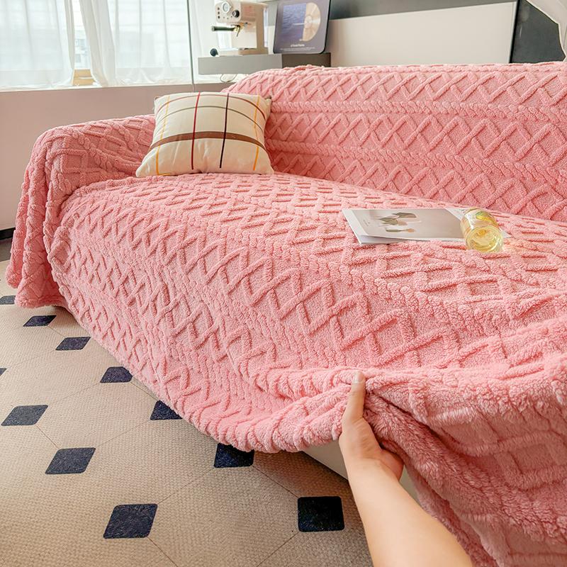

Tafu Fleece Sofa Cover Warm Soft Sofa Blanket for Winter Plain Solid Color Sofa Furniture Plaids Single/Double/Three Seat Cushion Living Sofa Towel 180x130cm
