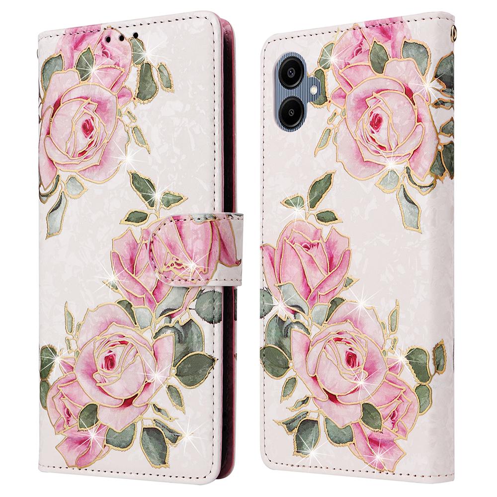 For Samsung Galaxy A06 4G Case RFID Blocking Flower Leather Phone Cover