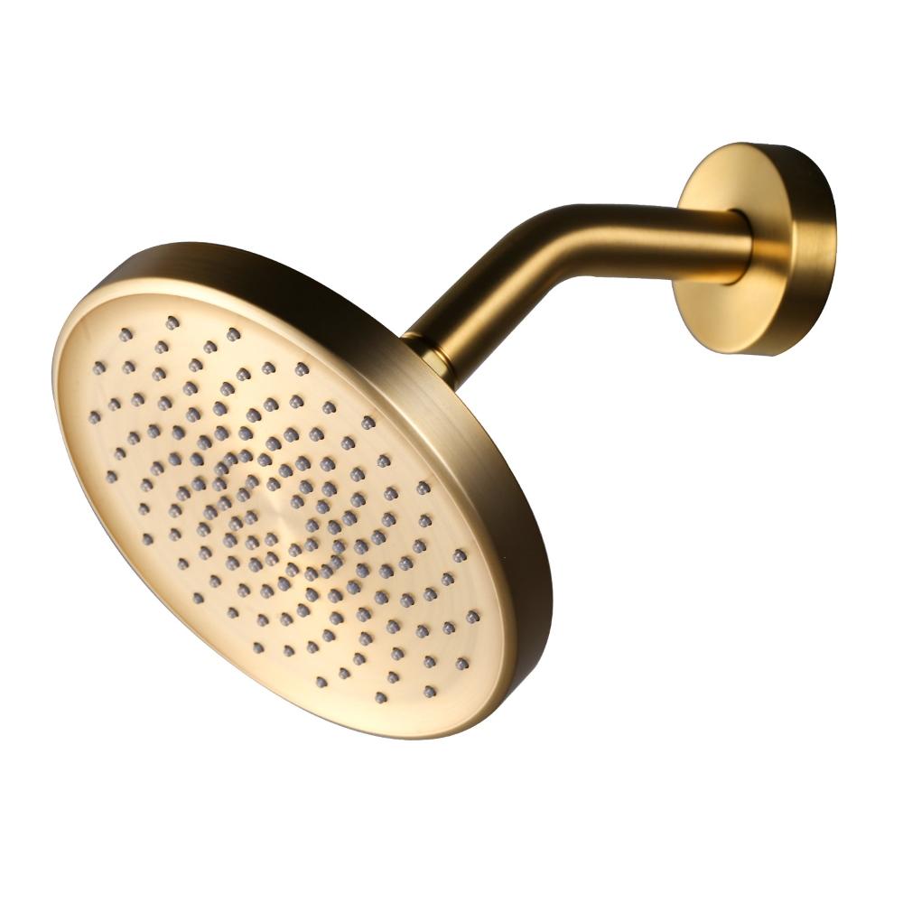 Adjustable Angles Round Bathroom Shower Head with Anti-Clogging Silicone Nozzles, ABS Plastic Shower Head Gold