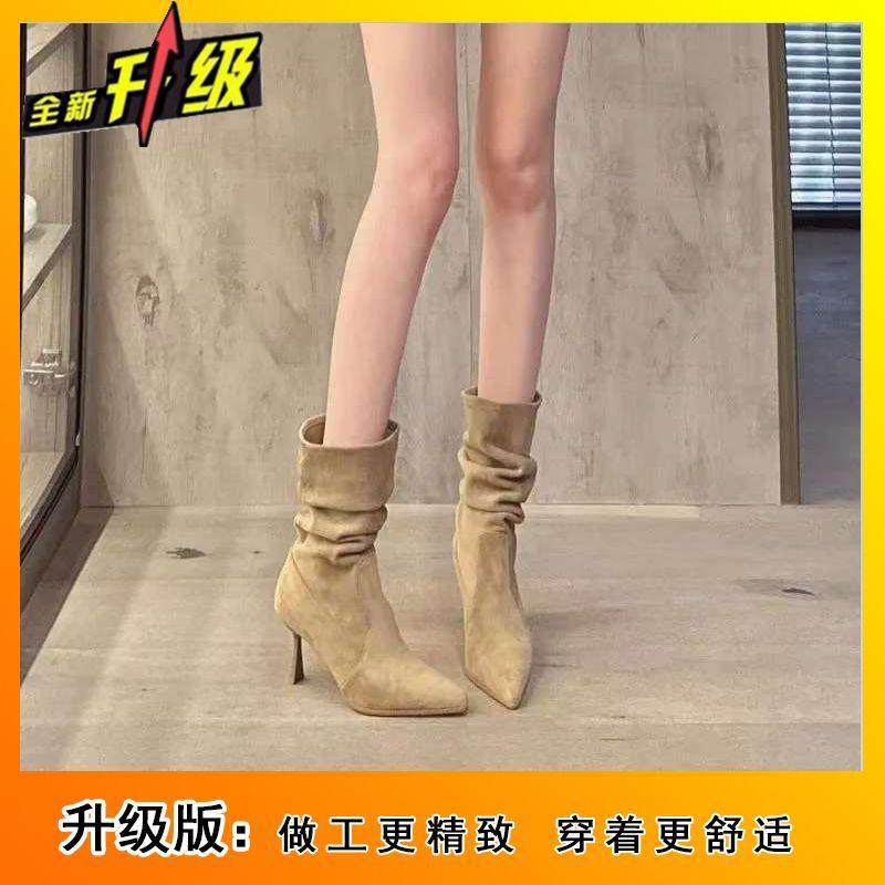 

Beautiful Comfortable Versatile Pile Medium Boots Autumn New Belt Buckle Pleated Martin Boots 40