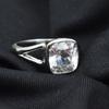 20.00 Carat White Sapphire Silver Ring Size 8.5 Square Shape Best Ring Gemstone AR-.3133-Sa