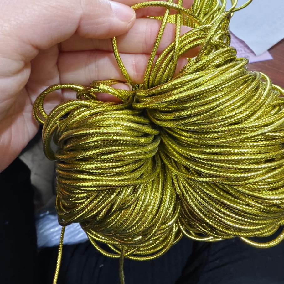 

Веревка с хлопковой сердцевиной из золотой и серебряной ленты, 2 мм, 90 м, плетеная веревка с китайским узлом.