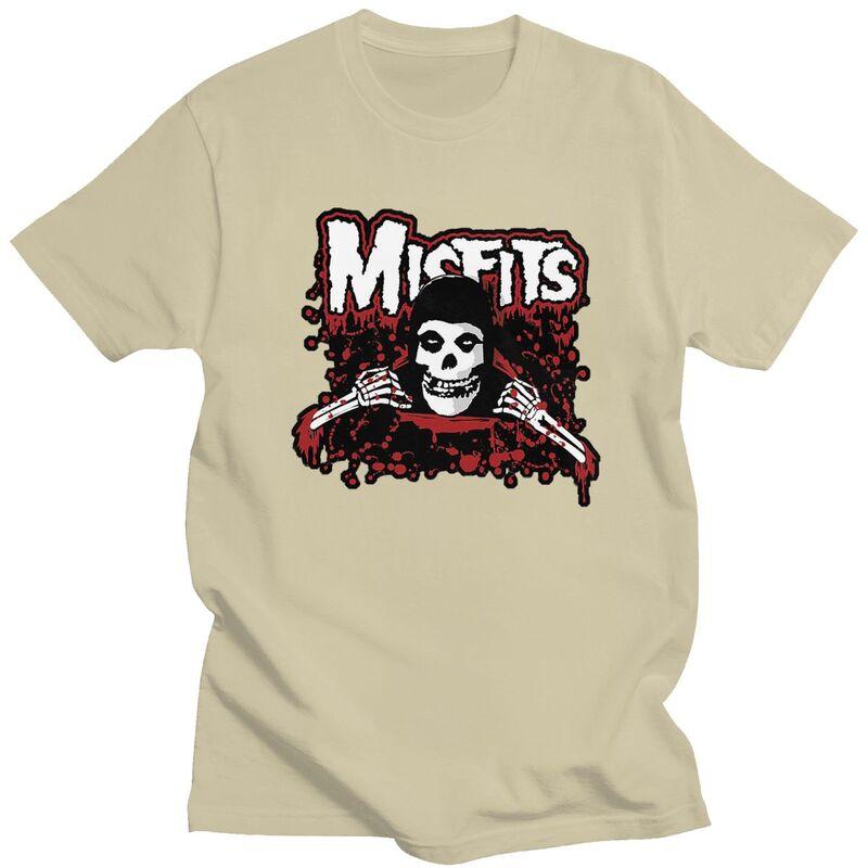 Custom Horror Punk Rock Misfits Skull Tshirts for Men Short Sleeve T Shirt Fashion Tshirt Slim Fit 100 Cotton Tee Gift Idea