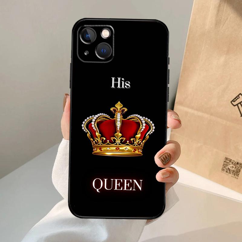King Queen Couple Lovers Phone Case For iPhone 17 Air 16 14 13 12 11 15 Pro Max 13 12 Mini 15 16 Plus 16e Cover Coque