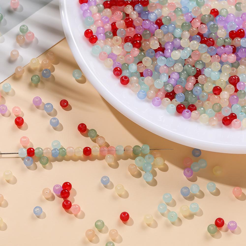 50/100pcs 4mm Colored Glass Imitation Jade Round Beads Spacer Beads for DIY Earrings Necklaces Bracelets Jewelry Making Findings