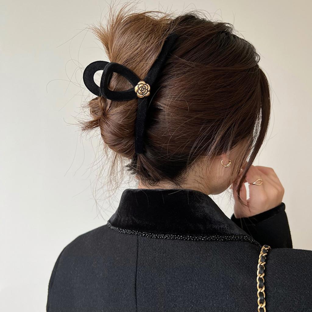 Camellia Flower Double-sided Plush Hair Clip