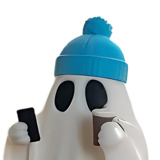 Halloween Ghost Figurine Cute Ghost Holding Phone And Cup Statue Small Ghost Tabletop Ornament for Halloween Home Decor